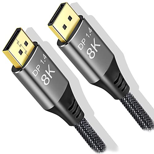 Angusplay 8K DisplayPort auf DisplayPort Kabel 1.4 5m / 0.5m / 1.5m / 3m / 7m / 10m, Ultra HD 8K@60Hz 4K@ 144Hz, High Speed 32,4Gbit/s Lang DP-zu-DP-Kabel 1.4 1.2 für HDCP 3D Gaming und PC Monitor