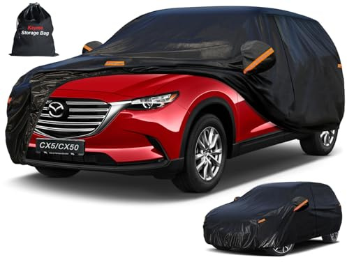 Kayme Funda para automóvil SUV de 7 capas de ajuste personalizado para Mazda CX-5 CX5 (2012-2025), impermeable, para todo tipo de clima, protección UV contra la lluvia, el sol, color negro