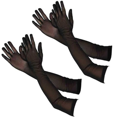 EUPSIIU 2 Paar 67cm Lange Damenhandschuhe,Damen Lange Handschuhe Schwarze Satin Handschuhe 1920er Jahre Retro Opernparty,Handschuhe Damen Mädchen Hochzeit Abschlussball Kostüm Zubehör (Schwarz)