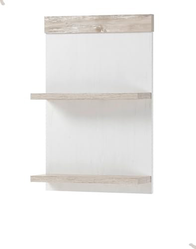 Furn.Design Badezimmer Wandregal in weiß Pinie/Oslo Pinie Landhaus Hängeregal Regal hängend 40 x 62 cm Rovola (Regal)