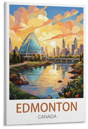 LHJOIUN Edmonton Canada Vintage-Reiseposter, 30 x 45 cm, Kunstdruck auf Leinwand, für Wohnzimmer, Schlafzimmer, Heimdekoration, moderne Kunst
