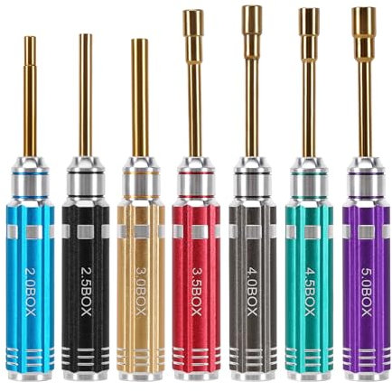 INJORA Clé à Douille Hexagonale Outil HSS 2.0 2.5 3.0 3.5 4.0 4.5 5.0Box pour 1/24 1/18 RC Crawler TRX4M SCX24 AX24 Ascent18