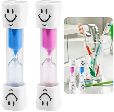 2 Pièces Sabliers Enfants, Minuteur Brossage Dents Enfant de 3 Minutes pour Aider Les Enfants à Se Brosser Scientifiquement, Sabliers Minuterie Horloge Coloré pour Brossage de Cuisine/Exercice/Etude