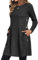 GRECERELLE Herbstkleid Winterkleid Strickkleid Damen Langarm Kleid Tunika Kleid Jumper Kleid mit Knöpfen und Taschen (Dunkelgrau, XL)