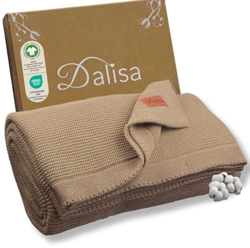 Dalisa 100% Bio-Baumwolldecke aus türkischer Baumwolle-GOTS-Zertifiziert, dick, gemütlich und klobig-perfekt für Couch, Bett und Heimdekoration - Boho Vintage Knit Alina (Mokka, 150x200)