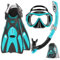 OutdoorMaster Mobula Schnorchelausrüstung für Erwachsene,Maske Flossen Schnorchel Set mit Panoramablick Anti-Fog, Dry Top Tauchausrüstung zum Schwimmen Schnorcheln Tauchen - Grün Schwarz,S/M