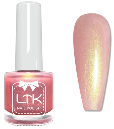 Pink Pearl Nail Polish - Shimmer Pink Nail Varnish - Mermaid nail Polish - Pearlescent Nail polish Quick Dry - Holographic Gold Shine nail Polish Long Lasting Elegant for Women Girls