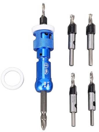 Pssopp Jeu de Forets à Fraiser, Outil de Travail du Bois à Pointe en Carbure de 82 Degrés avec Butée de Profondeur Réglable pour les Projets d'aluminium et de Terrasse