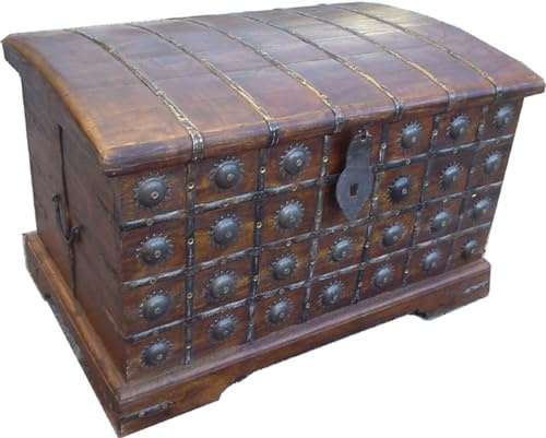 GURU SHOP Truhe Halbrund R387, Braun, Size:groß (45x68x42 cm)