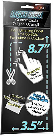 LightDims Customizable Original Strength - Light Dimming Sheets for Alarm Clocks, Electronics and Appliances and More. Dims 50-80% of The Light, Medium Size in Retail Packaging.