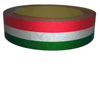 StickersLAb - Fascia Banda Adesiva Tricolore Bandiera Italia RIFRANGENTE a Strisce 25/50mm (2,5cm, Lunghezza - 1 Metro)