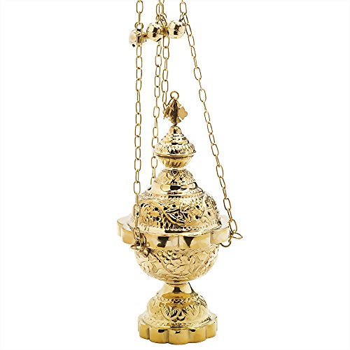 NKlaus Rauchfass Weihrauchfass mit Kette und Glöckchen Messing Handarbeit Räucher 2790