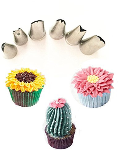 FantasyDay® 6 teiliges Kuchen Einrichtungstipps, Hochwertigen Edelstahl Sahnehäubchen Rohrleitungen Düsen Gebäck Tipps #1