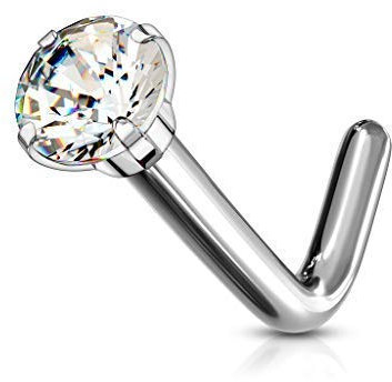 Tapsi´s Coolbodyart® Nasenpiercing Screw L Form Gebogen Titan Grad 23 Länge 6mm Stärke 1mm Kugel 3 mm