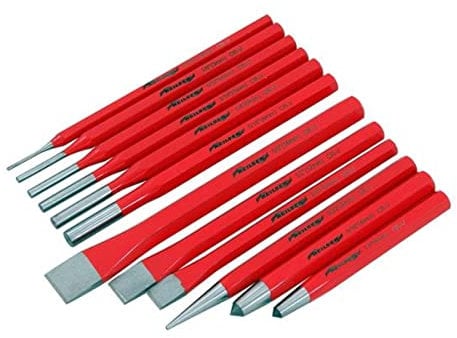 Neilsen CT1821 12-Piece Punch and Chisel Set - CRV Steel, Includes 10mm, 12mm, 16mm Chisels and 1.5mm to 8mm Punches