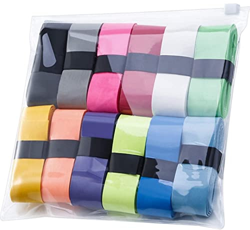 Jovitec Racket Grips Overgrip Tape, Multicolour, 12 Pieces | Anti Slip Absorbent Design, Perforated Texture Enhances Comfort, Ideal Grip Tape for Tennis Badminton Racket Training