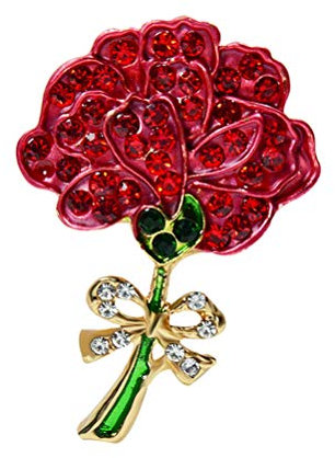 Amosfun 2194 Nelke Strass-Broschen Broschen Schmuck Zubehör Geschenk für Muttertag (rot)