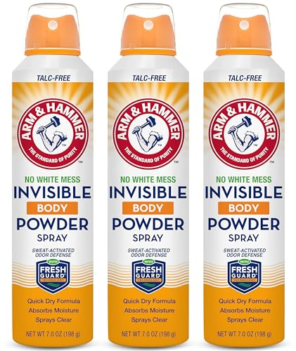 Arm & Hammer Invisible Body Powder Spray, Odor, Sweat Control, 7 oz, 3 Pack