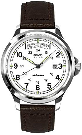 BWC Swiss Herren Uhr Analog Automatik mit Leder Armband 200525001