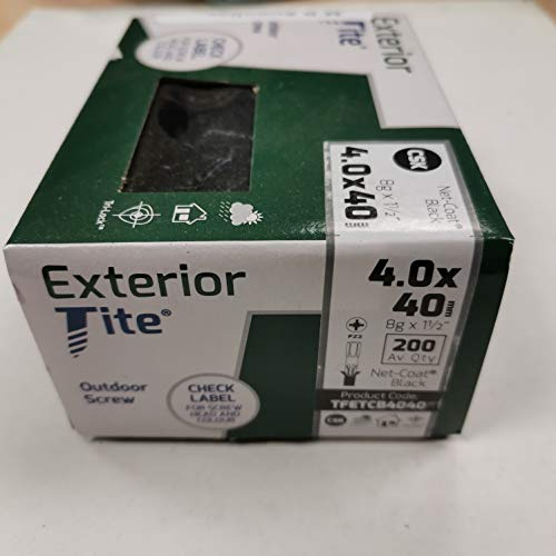 Exterior Tite Outdoor Black Screw 4x40mm c/s pz (Box 200) - Normally despatched Same Working Day