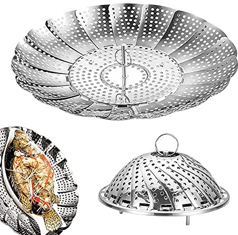 Vaporera Plegable De Acero Inoxidable, Rejilla para Cocinar Al Vapor De Grado Alimenticio, La Cesta Vaporera Plegable Se Utiliza para Varios Tamaños De Ollas,Apto para cocinar Todo Tipo de Alimentos.
