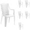 Mojawo 6er Set Stapelstuhl Gartenstuhl Bistrostuhl Gartensessel stapelbar Rattan-Optik Balkonmöbel Gartenmöbel Weiß