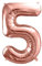XXL Folienballon 5 Geburtstag Rosegold Ballon 5. Geburtstag Größe 100cm Deko Jubiläum 5 Jahre Kindergeburtstag Luftballon 5 Rosegold