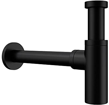 Mai & Mai Sifone a Tazza Sifone Universale per Lavabo in Ottone L-Form | Nero, Siphon-05