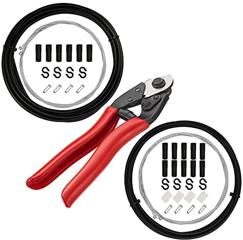 VXM Bicycle Shift Derailleur Cables,Universal Bicycle Transmission Line,Bike Brake Cable,Stainless Steel Bicycle Cable Cutter Bicycle Shift Wire Kit for Bicycle Mountain Road Bike Repair (Black)