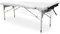 QUIRUMED Table de Massage Pliable en Aluminium Easy, Couleur Blanche, 186 x 66 cm, Table de Massage en Similicuir léger, Portable, réglage en Hauteur télescopique jusqu'à 140 kg