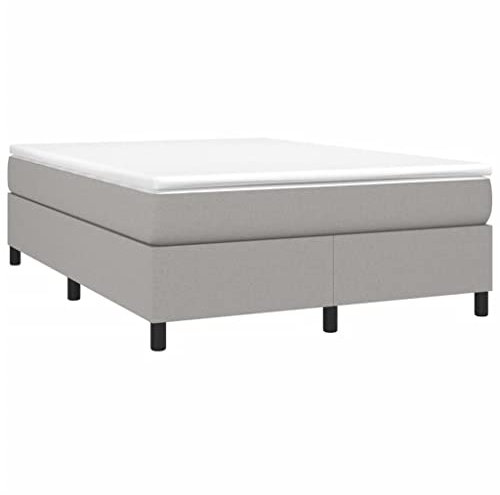 vidaXL Bettgestell, Polsterbett Bett für Schlafzimmer, Bettrahmen mit Lattenrost, Schlafzimmerbett Doppelbett, Hellgrau 140x200cm Stoff