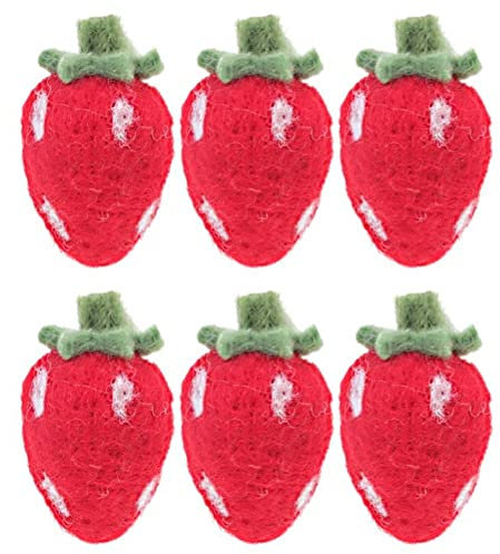 6 Pcs Filz Erdbeere Für Handwerk, Wollfilz -erdbeeren Für Gestufte Tablett -decoationsparty Bevorzugt DIY -handwerkstastaken Schmuck Auf Dem Neuesten Stand