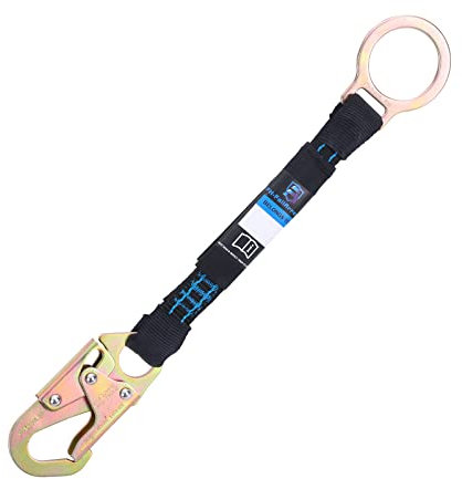 FHFallArrest 45,7 cm D-Ring-Verlängerung mit selbstsicherndem Karabinerhaken aus verzinktem Stahl und O-Ring, robustes Fallschutz-Sicherheitsgurt-Verlängerungsband, für Bau und Dachdecker,