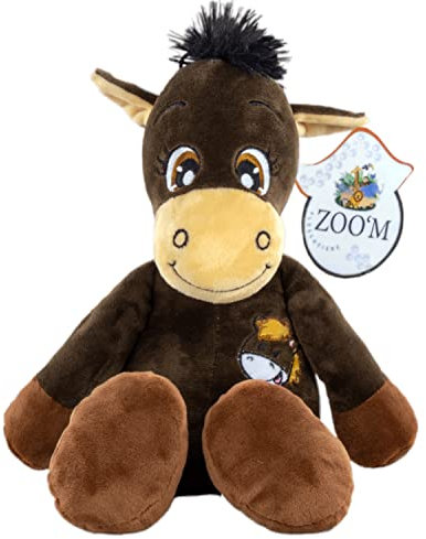 Zoo'M Pferd Kuscheltier 38 cm für Mädchen, Jungen & Babys ab 1 Jahr, kuscheliges Flauschiges Stofftier zum Spielen & Kuscheln, süß und weich, handwaschbares Plüschtier, Dunkelbraun