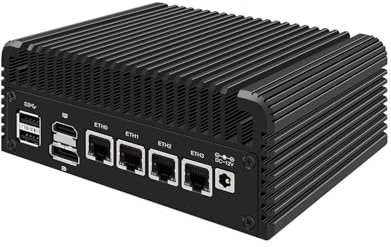 Micro Firewall Appliance, Mini PC, Mikrotik, OPNsense, VPN, Router PC, Intel 12th Gen Core I3 N305, HUNSN RJ35, GPIO, TF Slot, HDMI, DP, 4 x 2.5GbE I226-V, 8G DDR5 RAM, 256G SSD