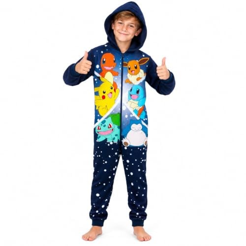 Pokemon Onesie für Jungen, 4-14 Jahre, Overall Jumpsuit Jungen - Kuschelanzug Kinder für Kinder - Schlafanzüge Jungen