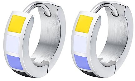 HIJONES Edelstahl Progress Pride Flagge Ohrringe Nicht-Binäre Regenbogen Ohrringe Schwul Lesbisch LGBTQ Huggie Ohrstecker Gepierct