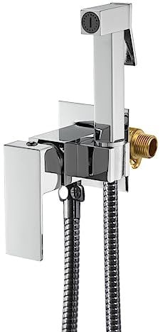 ESOP Kit Douchette WC, Laiton Douchette Toilette WC Mural Pulvérisateur de Bidet Eau Froide et Eau Chaude Toilette Bidet Spray avec 1.5m Tuyau (Chrome)