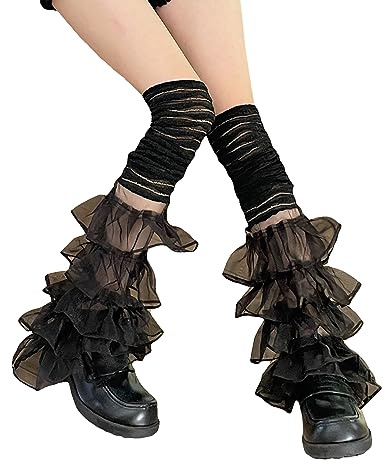 IPENNY Damen Mädchen Y2K Beinlinge Beinwärmer Socken Japanisch Harajuku Gyaru Kawaii Spitze Strümpfe Sommer Sonnenschutz Stiefel Manschette Lange Beinabdeckungen Dance Outfit Mode