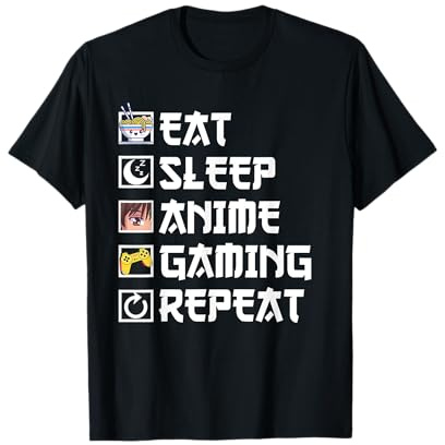 Eat Sleep Anime Gaming Repeat Kawaii Otaku Anime Manga T-Shirt
