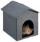 Relaxdays Katzenhöhle mit Dach, faltbareres Katzenhaus, Tierversteck für Katzen & Hunde, HxBxT: 40 x 35 x 42,5 cm, grau