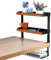 Desktop Shelf Organiser with Cable Tray -3 Tier Desk Storage Organiser Shelf with Cable Management Tray under Desk, Desk Cable Tidy (Wooden Texture)