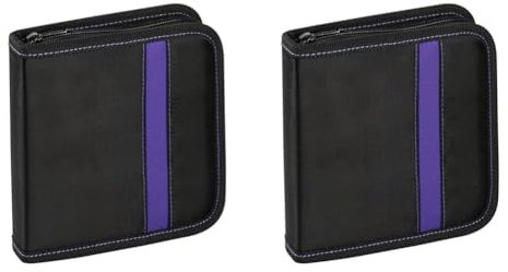 Vivanco CD/DVD-Tasche Nylon, Blue-ray Case, Wallet, Ordner für 24 CDs schwarz-lila (Packung mit 2)