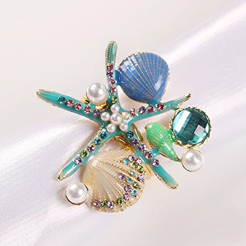 YLSZHYR Muschel-Serviettenringe, Seestern-Serviettenschnalle, Serviettenringe, Ozean-Serie, Serviettenringe, Hotel-Serviettenringe, Wiederverwendbare Serviettenhalterringe Im Weinreben-Design für(#1)