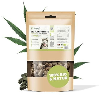 SANUUS Vegane Hundeleckerli Bio Hundesnacks aus Hanfpellets 2x500g - 100% natürliches Hundeleckerli getreidefrei für Hunde als Trainingsleckerli oder Hundesnack vegetarisch - Made im Allgäu