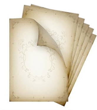 Briefpapier-Set 25 Motivpapier DIN A4 Altes Papier vintage retro Mittelalter antik Wappen beidseitig per Hand beschriftbar und mit allen Druckern bedruckbar für Einladung Briefpost Firmenpost Urkunde