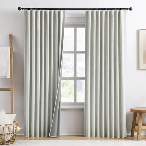 RAIN CITY Extra breite Leinen-Verdunkelungsvorhänge Gardinen für Schienensystem, Rückenlasche, 178 cm breit, Plissee-Vorhänge mit Haken, 2 Paneele, moderne Bauernhaus-Raumteiler-Vorhänge für Terrasse