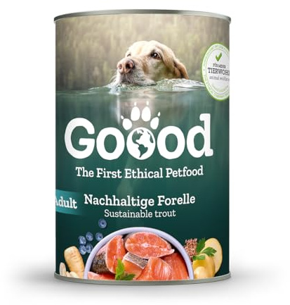 Goood - Adult Nachhaltige Forelle - Nassfutter, Hundefutter - mit regionalem Gemüse und Beeren - Getreidefrei, Glutenfrei, Weizenfrei, Ohne Konservierungsstoffe - 6 x 800g