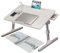HshDUti Bureau pliable pour ordinateur portable avec fente pour tablette, hauteur et angle réglables, plateau de lit avec port de charge USB, lumière USB et ventilateur, blanc, 4015414