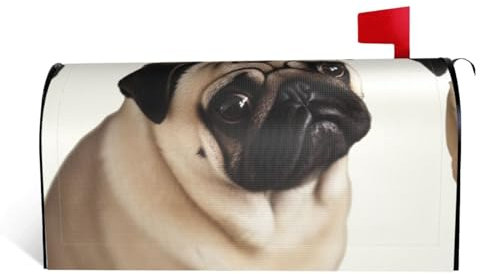 Sipeigyd Briefkastenabdeckung mit Mops-Motiv, Standardgröße 64,8 x 53,3 cm, magnetische Briefkastenverpackung, wasserdichte Briefkastenabdeckung für Garten, Heimdekorationen